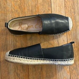 Sam Edelman Womens Khloe Black Leather Slip On Espadrille Loafers ~ sz 7M